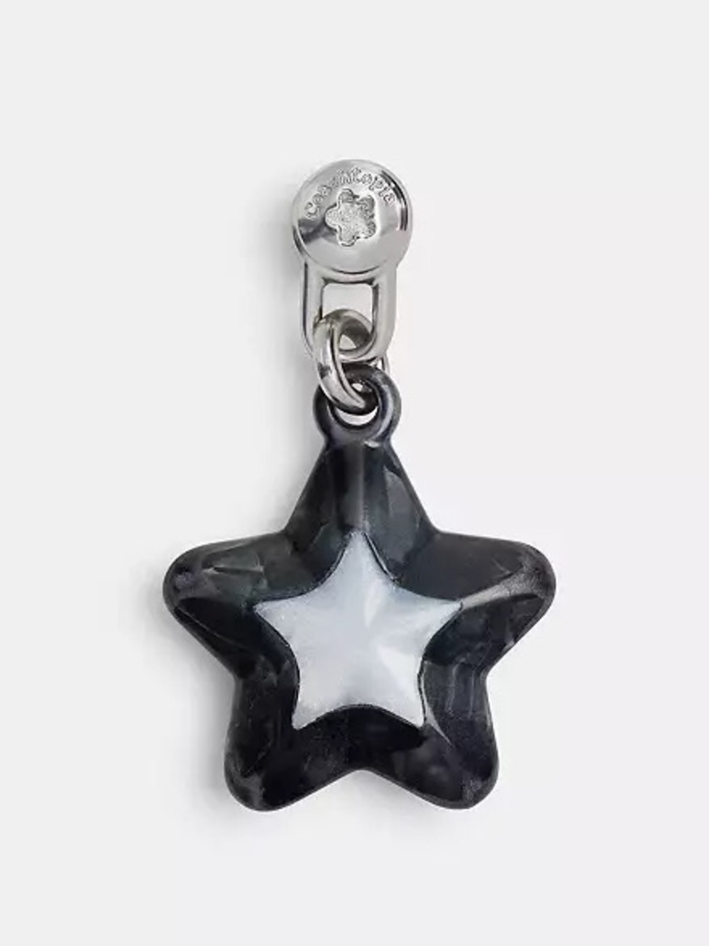 Coach Star Bag Charm in Silver/Black/Chalk Acrylic & Metal NWT